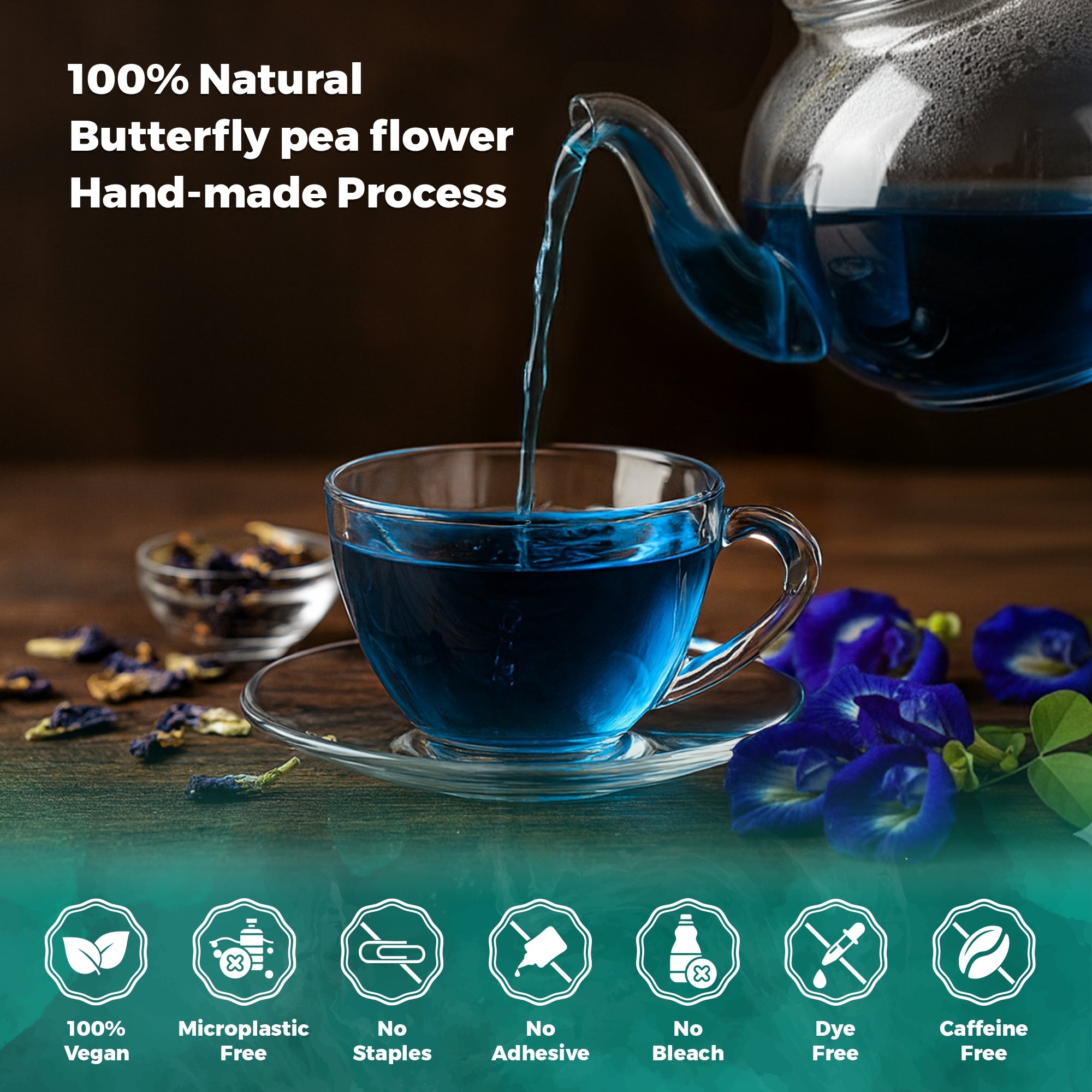Lavitali, Butterfly Pea Flower Tea | 100% Pure Herbal Tea | Caffeine-Free, Antioxidant-Rich, Eco-Friendly Filter Bag | Daily Natural Botanical, Hot or Iced Floral Infusion