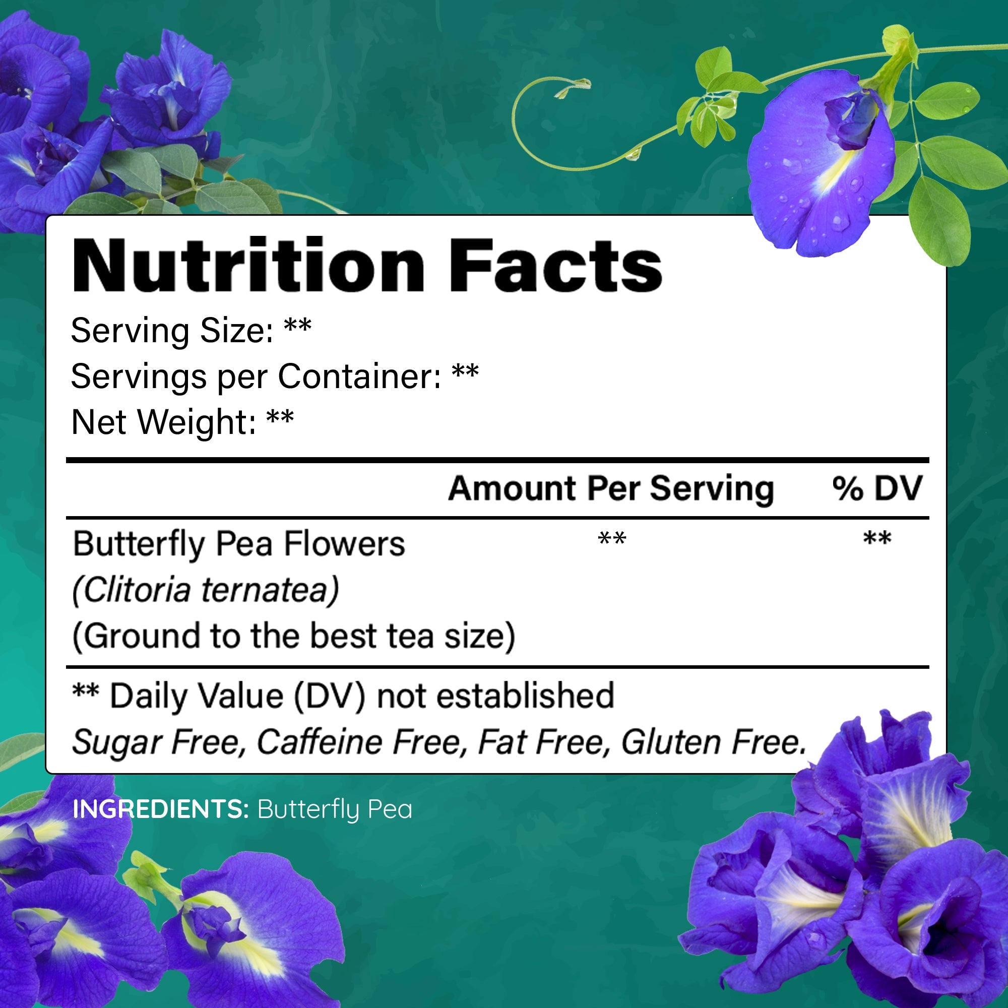 Lavitali, Butterfly Pea Flower Tea | 100% Pure Herbal Tea | Caffeine-Free, Antioxidant-Rich, Eco-Friendly Filter Bag | Daily Natural Botanical, Hot or Iced Floral Infusion