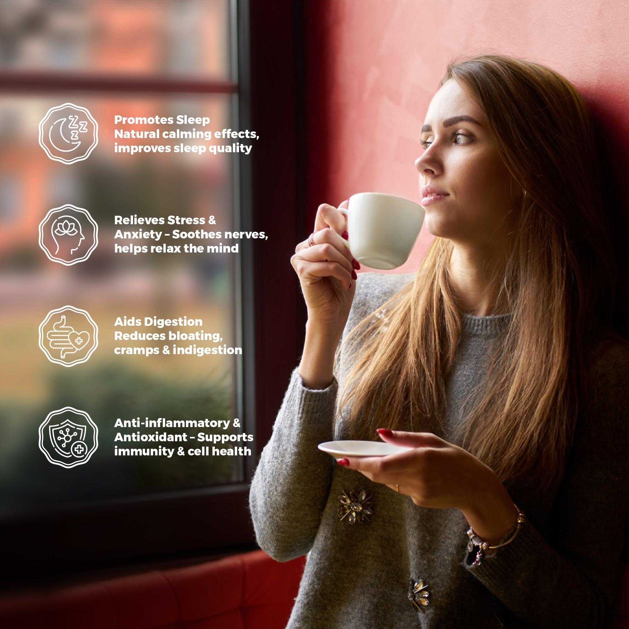 Lavitali, Chamomile Flower Tea| 100% Pure Herbal Tea | Caffeine-Free, Antioxidant-Rich, Eco-Friendly Filter Bag | Daily Natural Botanical, Hot or Iced Floral Infusion