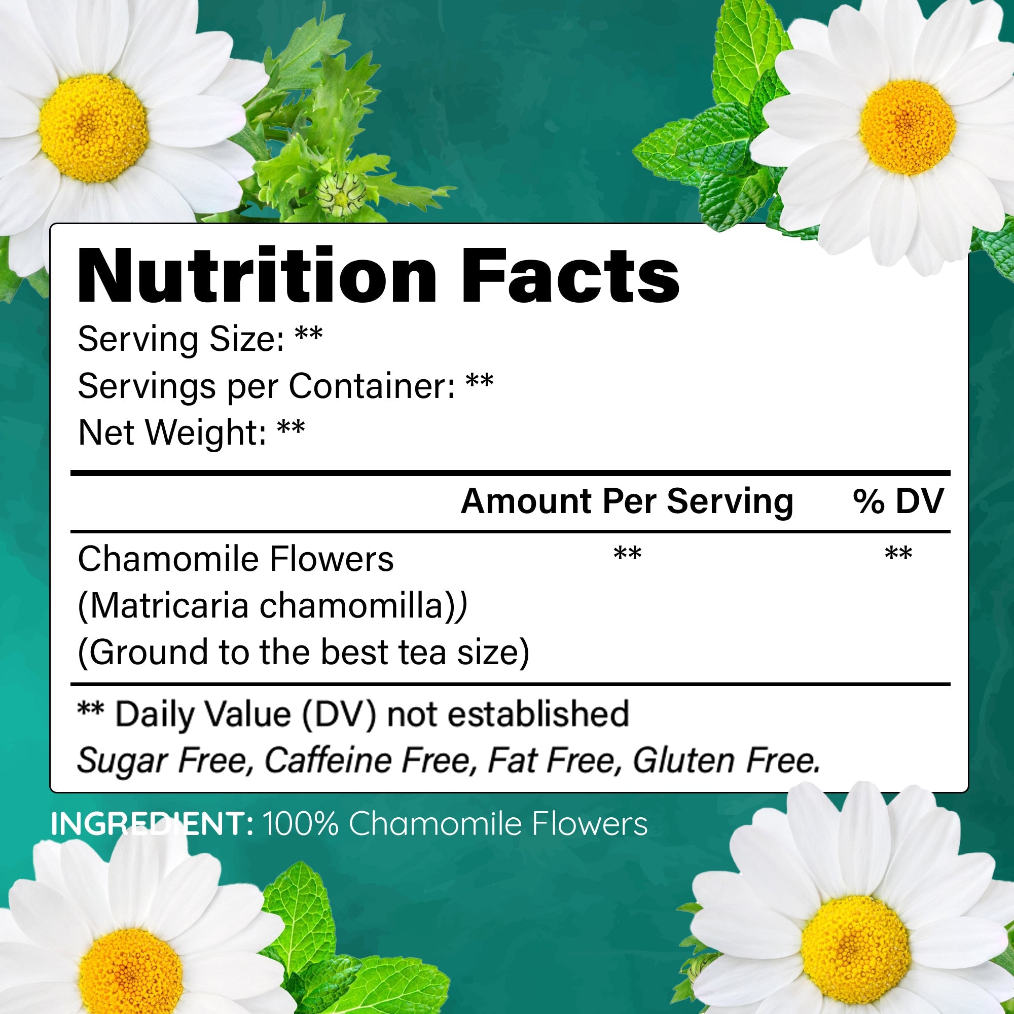 Lavitali, Chamomile Flower Tea| 100% Pure Herbal Tea | Caffeine-Free, Antioxidant-Rich, Eco-Friendly Filter Bag | Daily Natural Botanical, Hot or Iced Floral Infusion