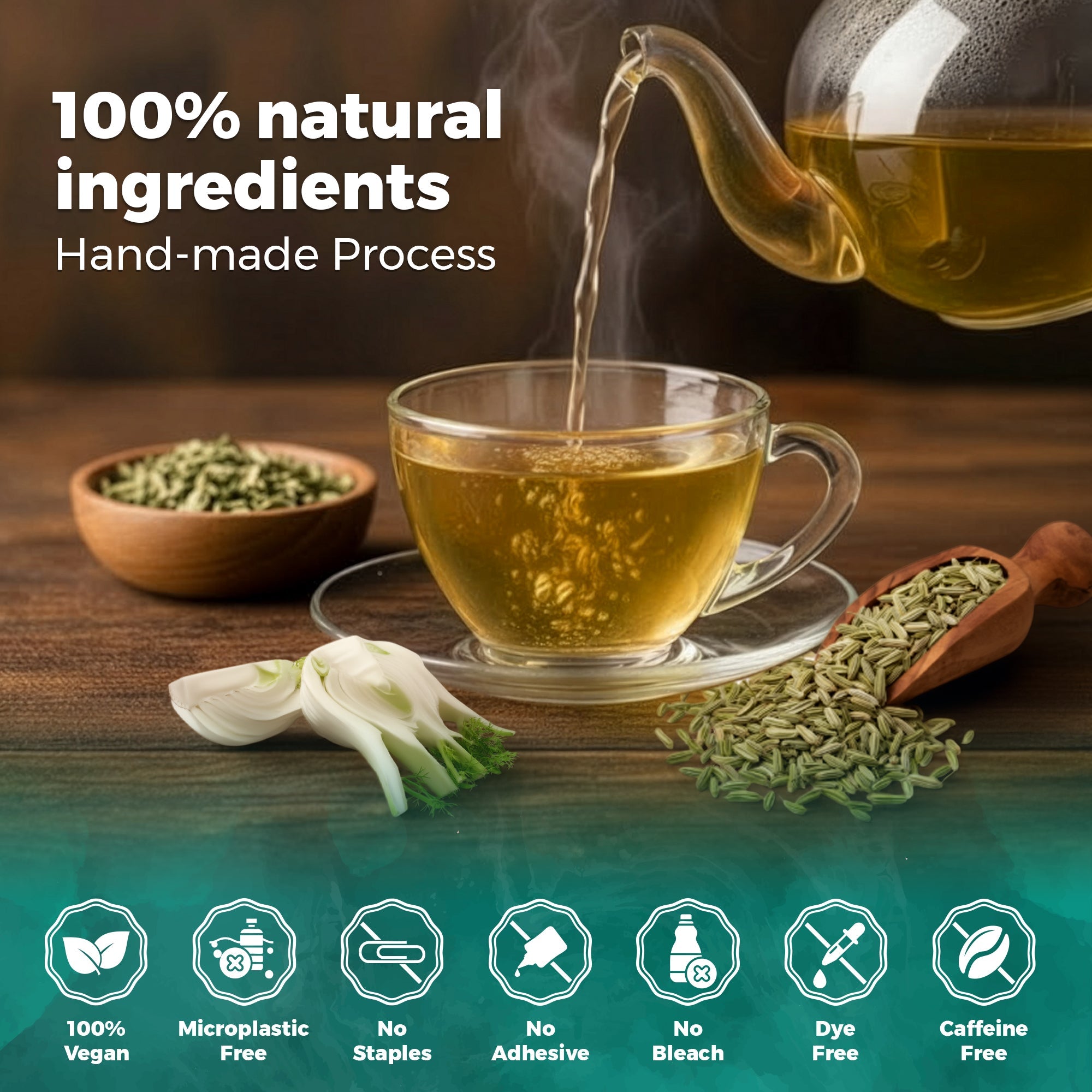 Lavitali, Fennel Tea Bags | 100% Pure Herbal Tea | Caffeine-Free, Natural Essential Oil, Eco-Friendly Filter Bag | Daily Natural Botanical, Hot or Iced Herbal Infusion