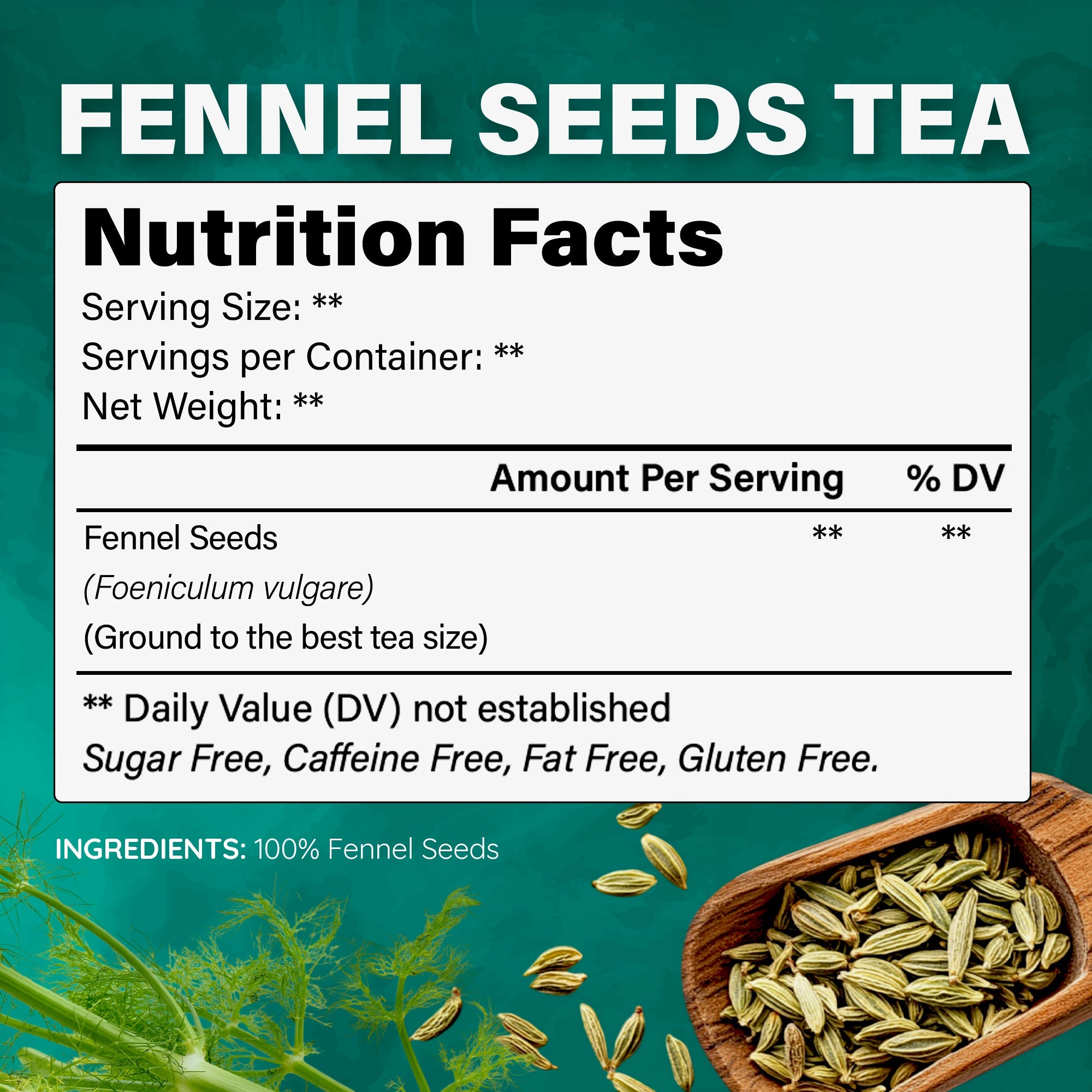 Lavitali, Fennel Tea Bags | 100% Pure Herbal Tea | Caffeine-Free, Natural Essential Oil, Eco-Friendly Filter Bag | Daily Natural Botanical, Hot or Iced Herbal Infusion