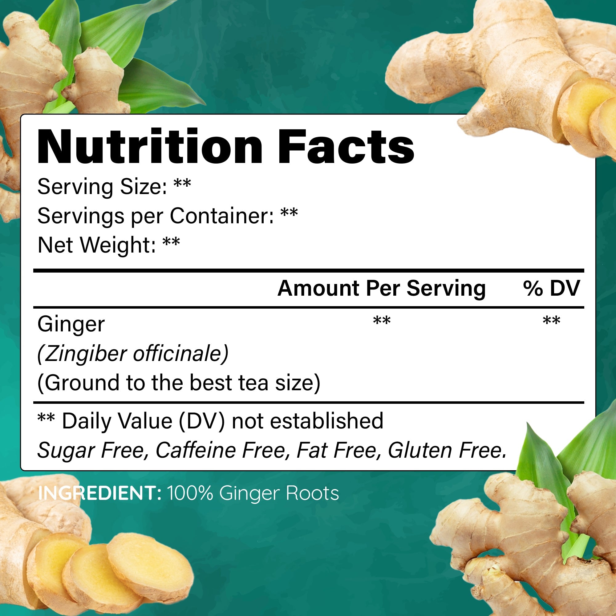 Lavitali, Ginger Tea Bags | 100% Pure Herbal Tea | Caffeine-Free, No Sugar, Eco-Friendly Filter Bags | Daily Natural Botanical, Hot or Iced Herbal Infusion