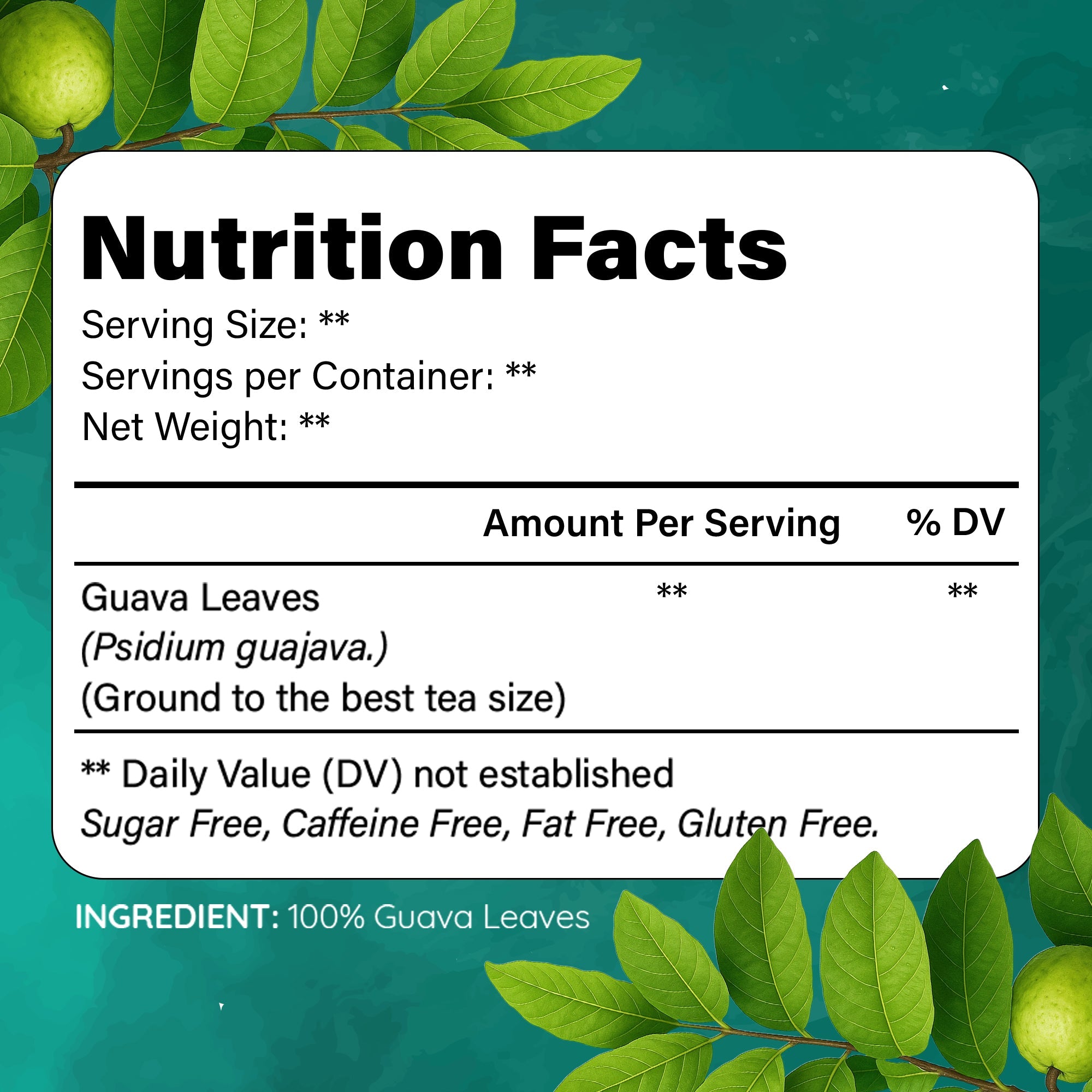 Lavitali, Guava Leaves Tea Bags | 100% Pure Herbal Tea | Caffeine-Free, No Sugar, Eco-Friendly Filter Bags | Daily Natural Botanical, Hot or Iced Herbal Infusion