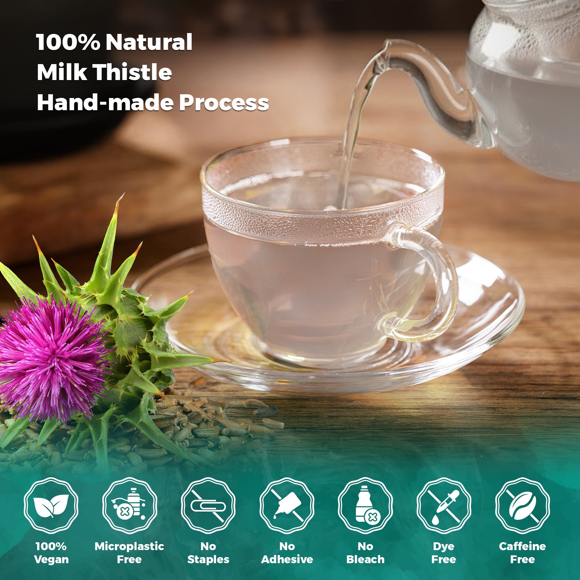 Lavitali, Milk Thistle Tea Bags | 100% Pure Herbal Tea | Caffeine-Free, Antioxidant-Rich, Eco-Friendly Filter Bags | Daily Natural Botanical, Hot or Iced Herbal Infusion