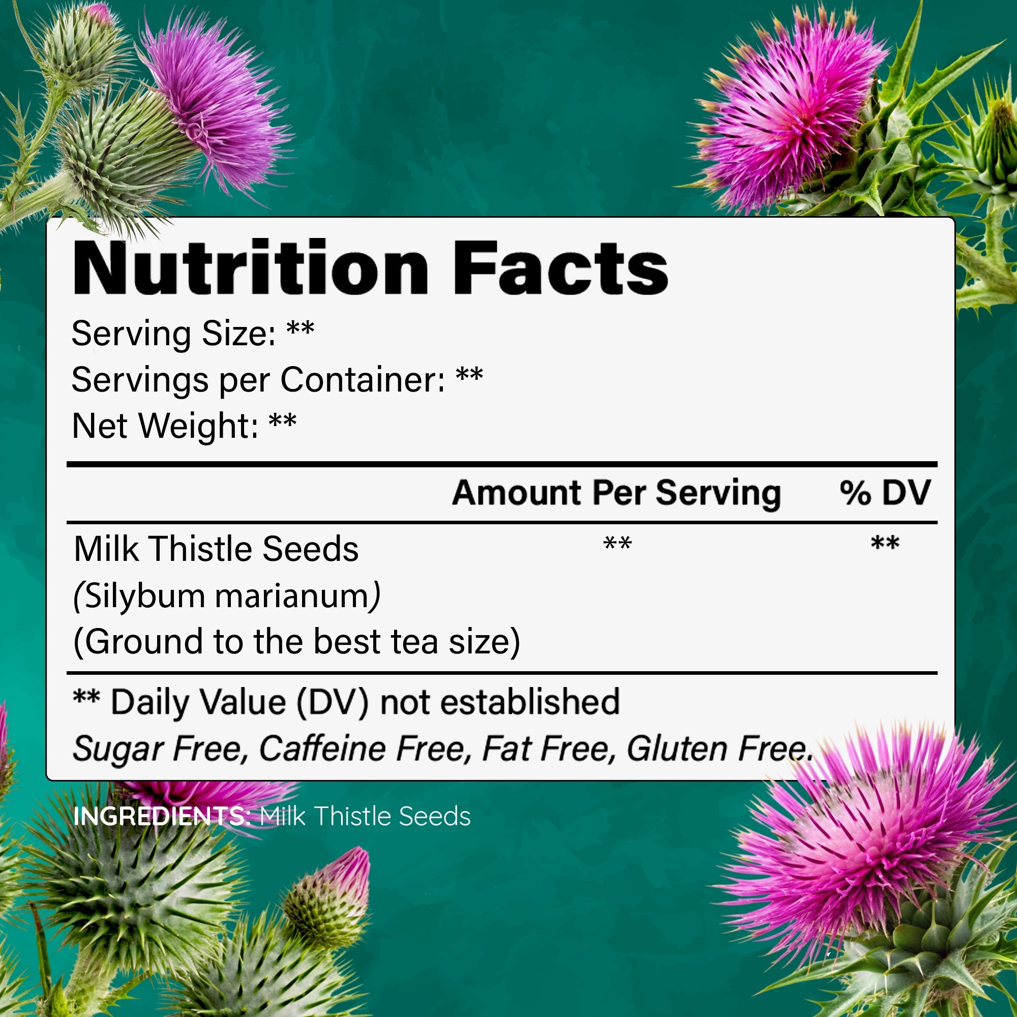 Lavitali, Milk Thistle Tea Bags | 100% Pure Herbal Tea | Caffeine-Free, Antioxidant-Rich, Eco-Friendly Filter Bags | Daily Natural Botanical, Hot or Iced Herbal Infusion