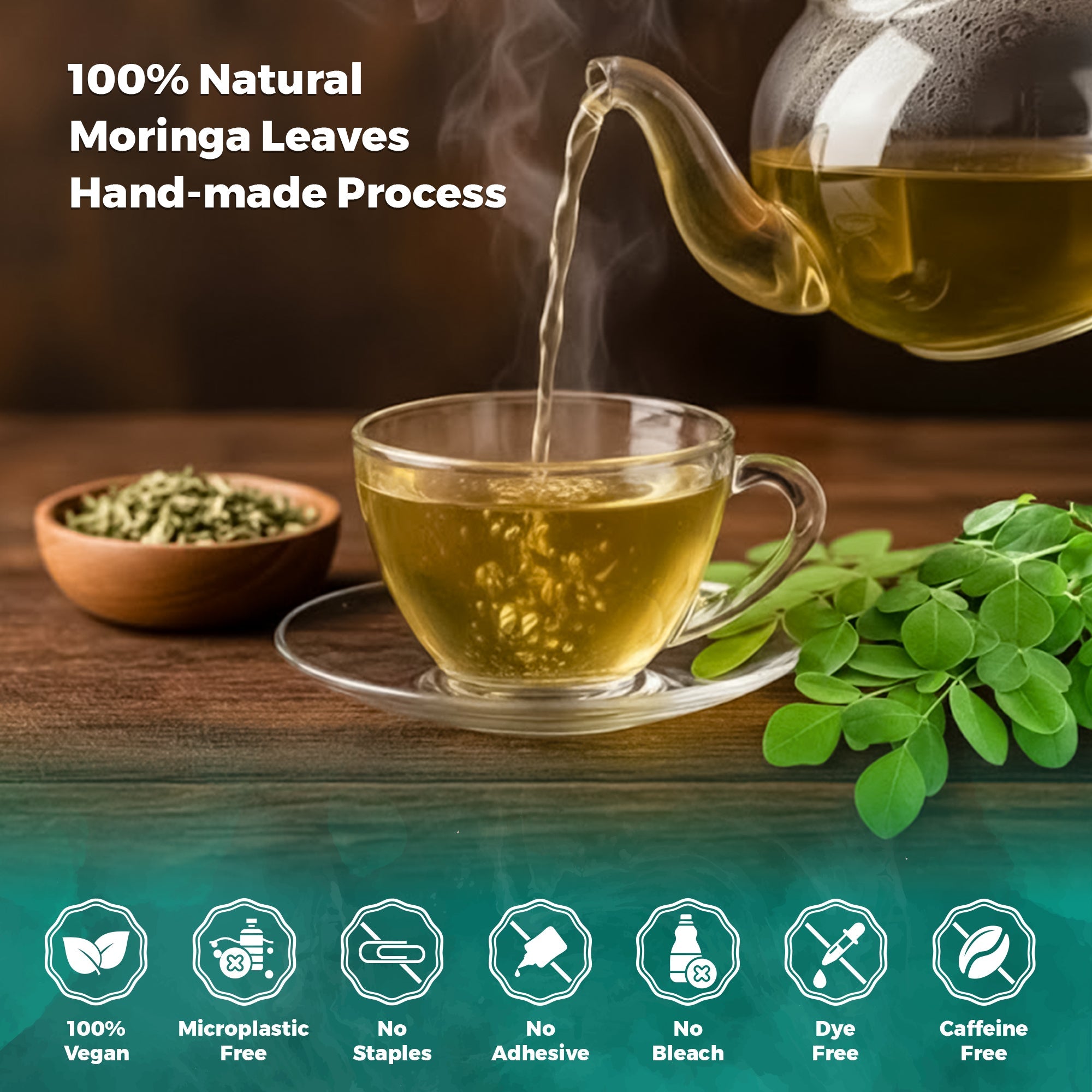 Lavitali, Moringa Leaves Tea Bags | 100% Pure Herbal Tea | Caffeine-Free, Eco-Friendly Filter Bags | Daily Natural Botanical, Hot or Iced Herbal Infusion