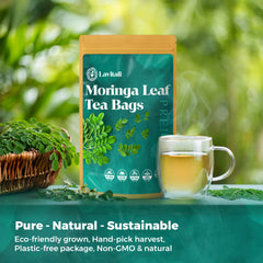 Lavitali, Moringa Leaves Tea Bags | 100% Pure Herbal Tea | Caffeine-Free, Eco-Friendly Filter Bags | Daily Natural Botanical, Hot or Iced Herbal Infusion