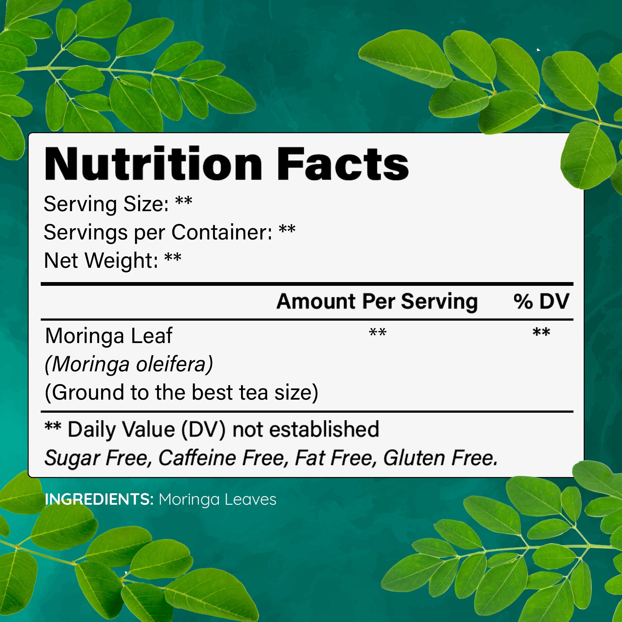 Lavitali, Moringa Leaves Tea Bags | 100% Pure Herbal Tea | Caffeine-Free, Eco-Friendly Filter Bags | Daily Natural Botanical, Hot or Iced Herbal Infusion