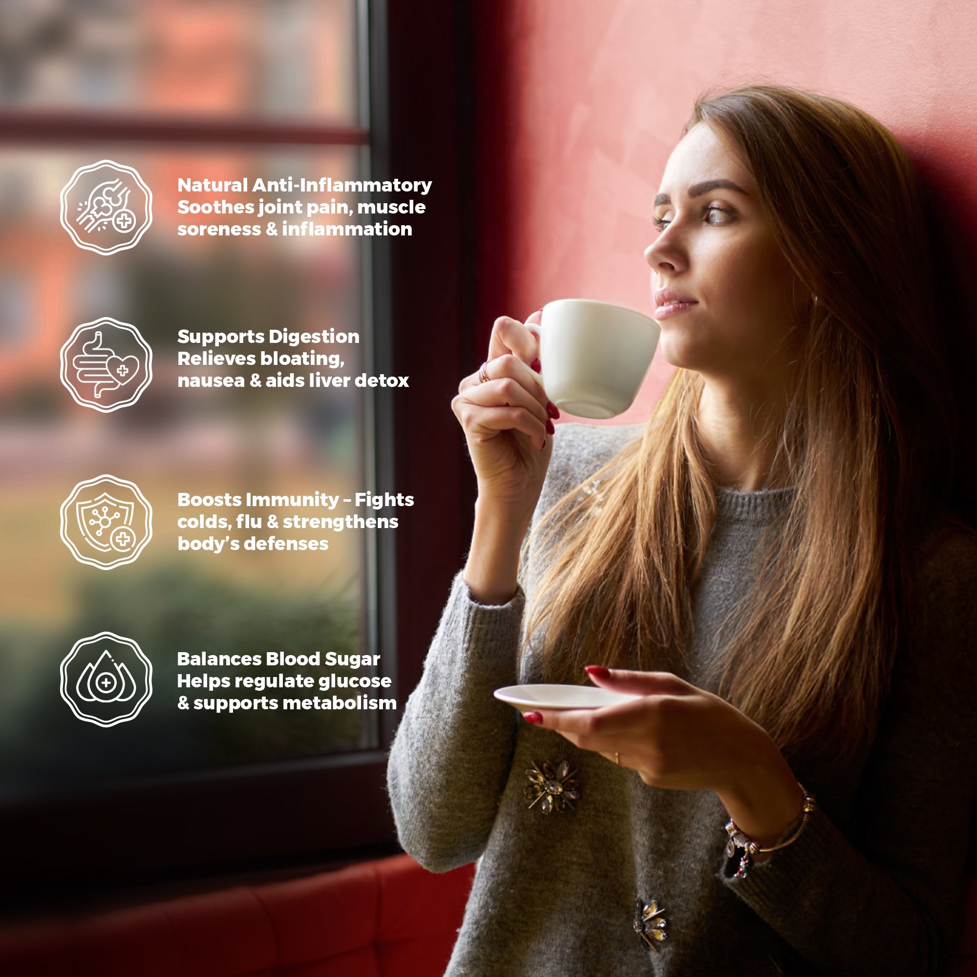 Lavitali, Ginger Turmeric Cinnamon Tea | 100% Pure Herbal Tea | Caffeine-Free, No Sugar, Eco-Friendly Filter Bag | Daily Natural Botanical, Hot or Iced Herbal Infusion