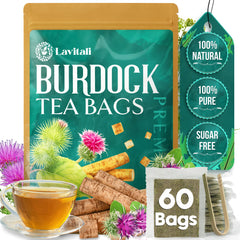 Lavitali, Burdock Root Tea Bags | 100% Pure Herbal Tea | Caffeine-Free, Antioxidant-Rich, Eco-Friendly Filter Bag | Daily Natural Botanical, Hot or Iced Herbal Infusion