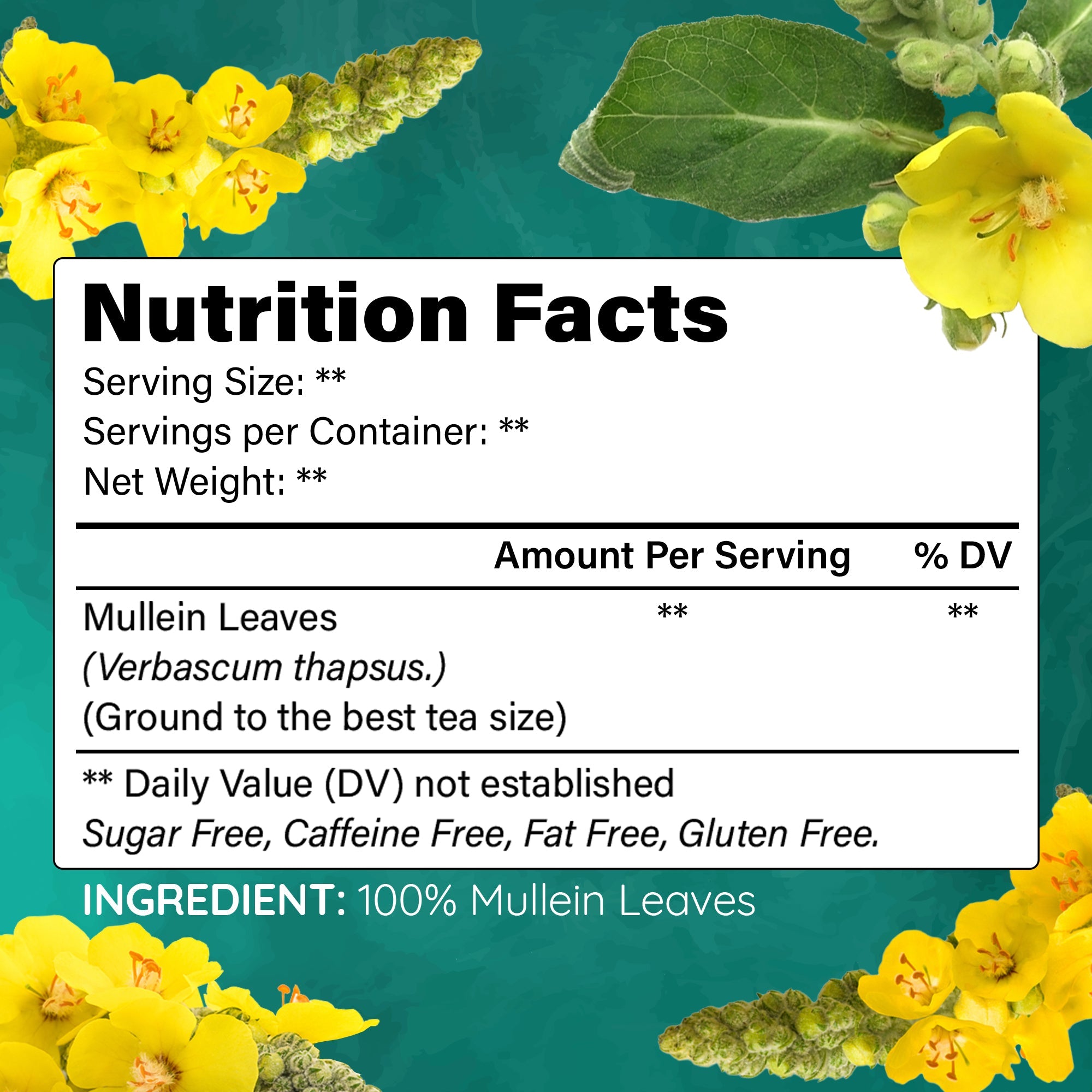 Lavitali, Mullein Leaves Tea Bags | 60 bags, 100% Pure Herbal Tea | Caffeine-Free, No Sugar, Eco-Friendly Filter Bags | Daily Natural Botanical, Hot or Iced Herbal Infusion