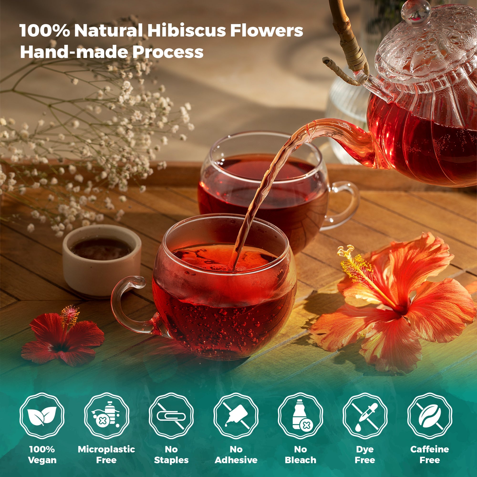 Lavitali, Hibiscus Tea Bags | 100% Pure Herbal Tea | Caffeine-Free, Antioxidant-Rich, Eco-Friendly Filter Bags | Daily Natural Botanical, Hot or Iced Floral Infusion